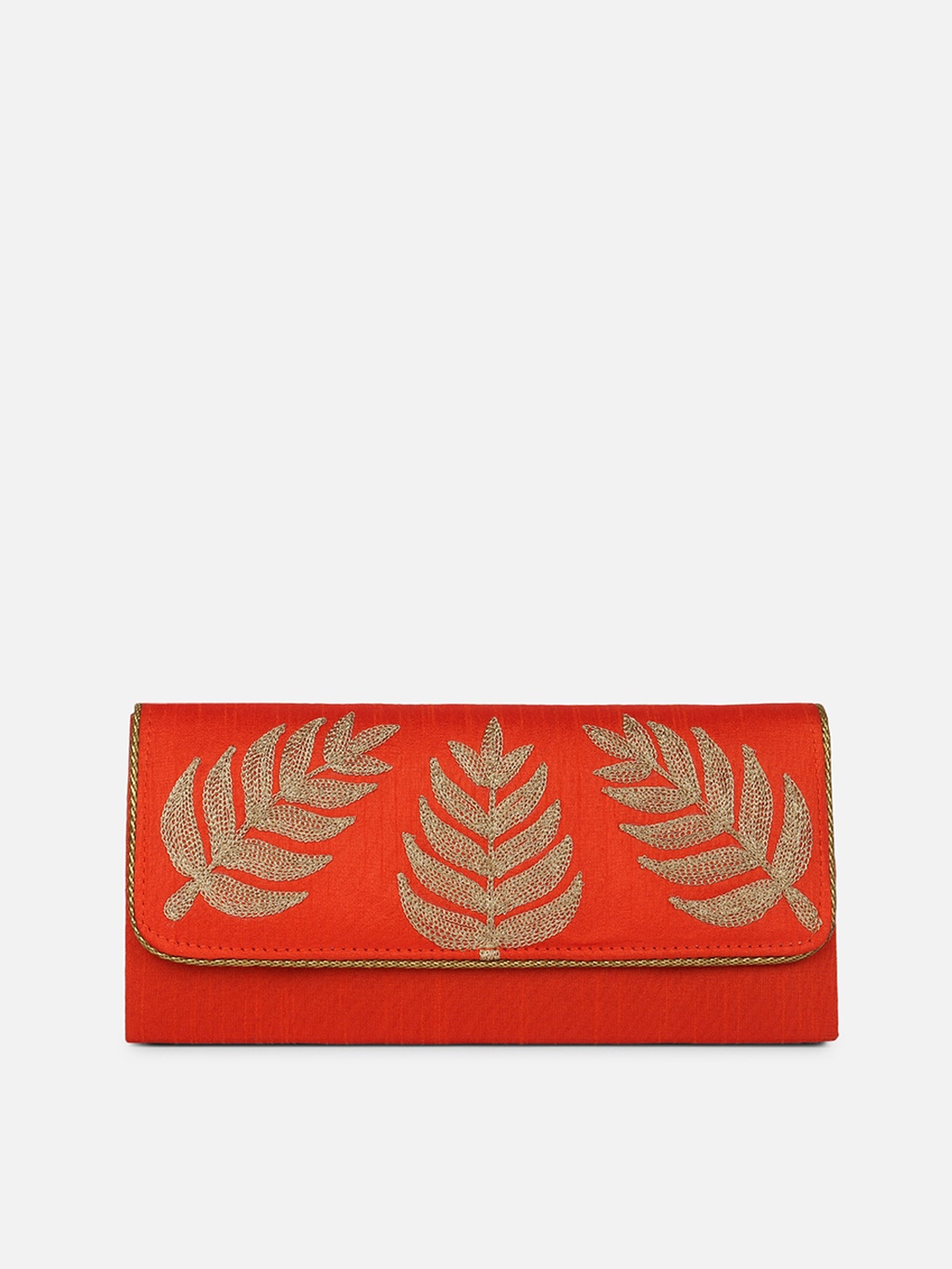 

Aditi Wasan Embroidered Envelope Clutch, Orange