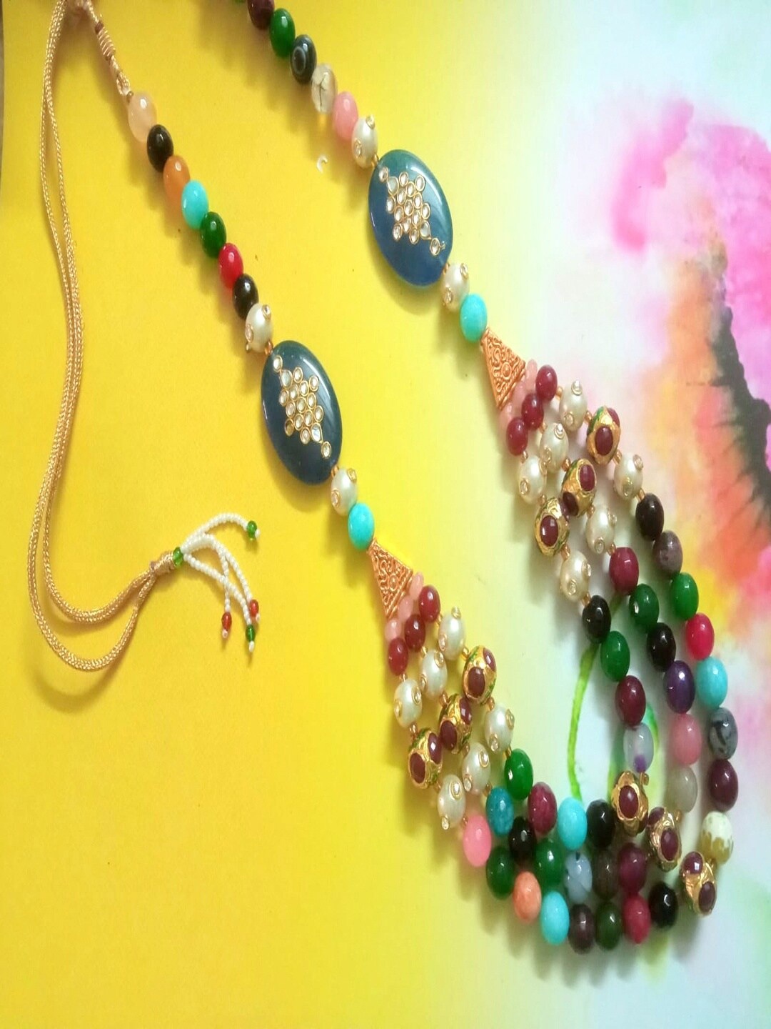 

Runjhun Multicoloured Brass Gold-Plated Necklace