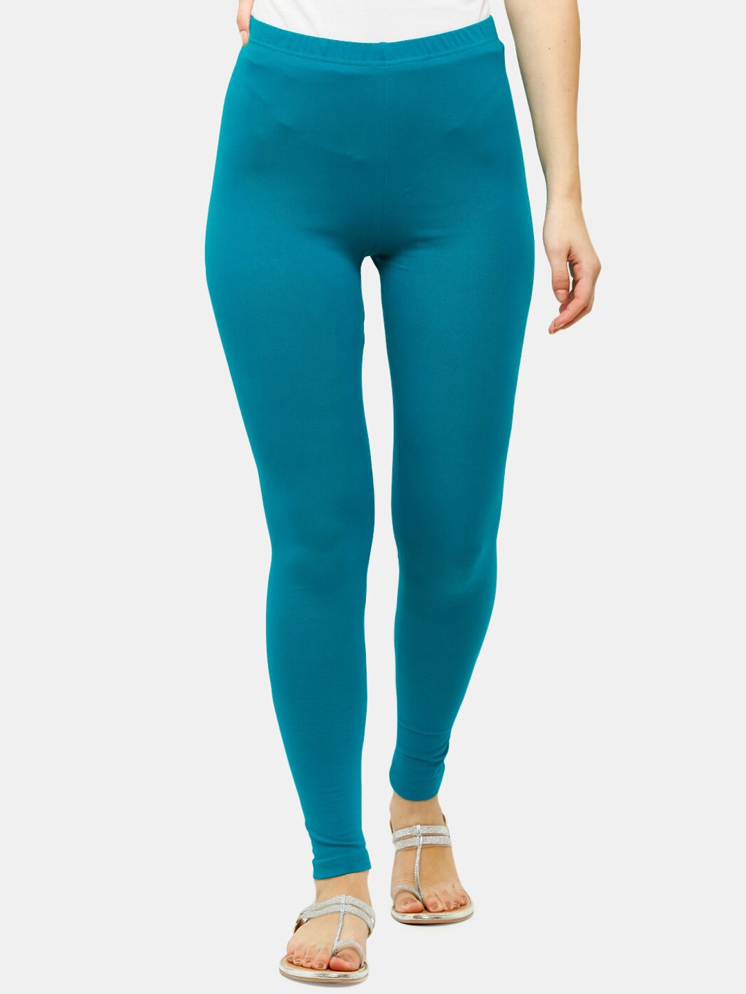 

De Moza Women Blue Solid Cotton Ankle Length Leggings
