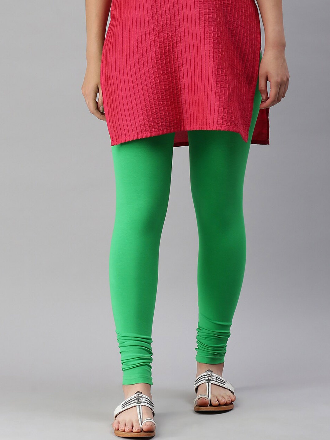 

De Moza Women Green Solid Cotton Ankle Length Leggings