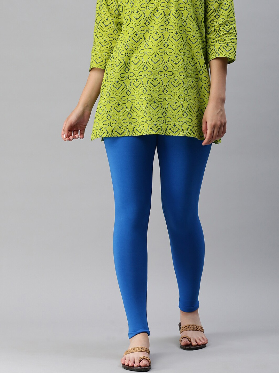 

De Moza Women Blue Solid Cotton Ankle Length Leggings