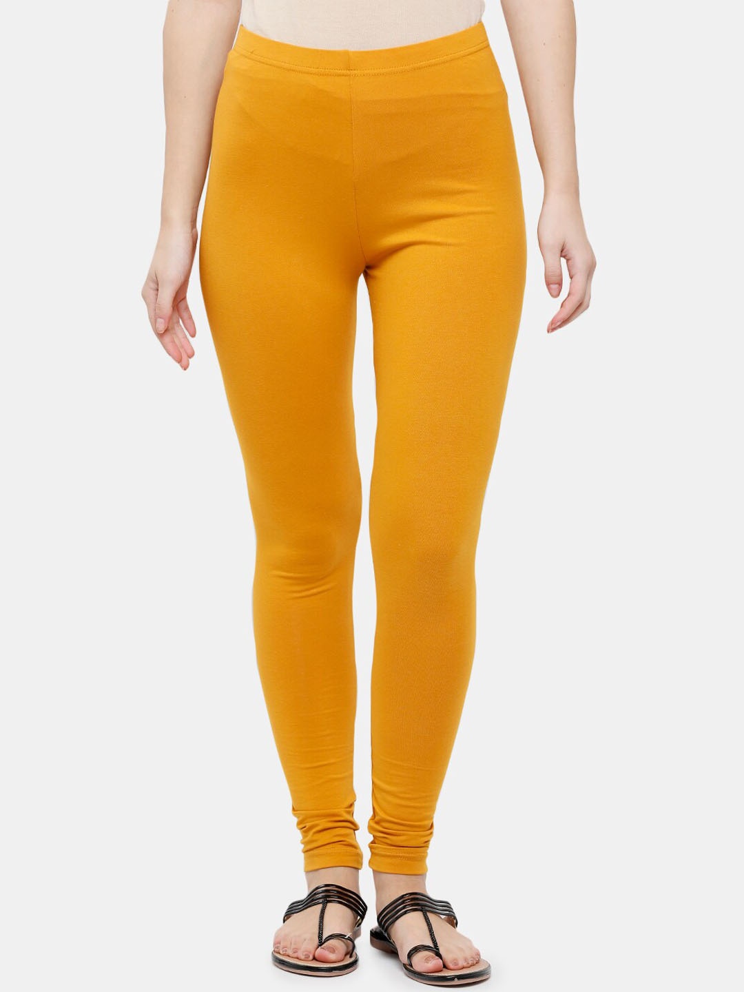 

De Moza Women Yellow Solid Cotton Ankle Length Leggings
