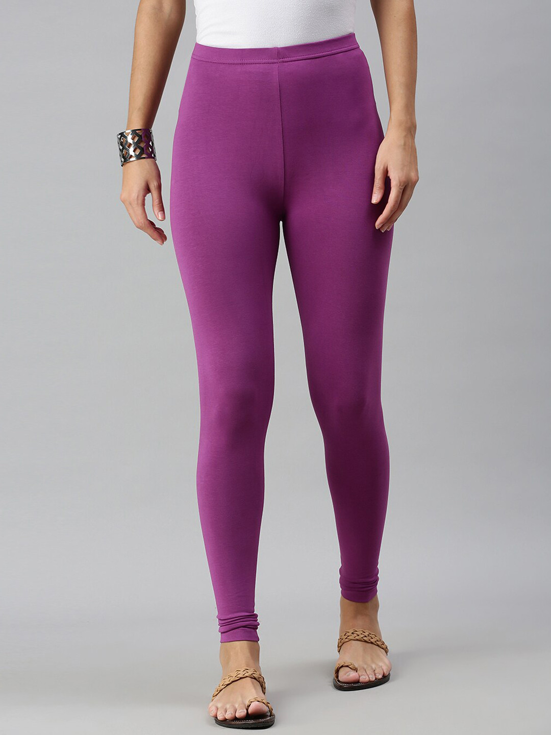 

De Moza Women Purple Solid Cotton Ankle Length Leggings