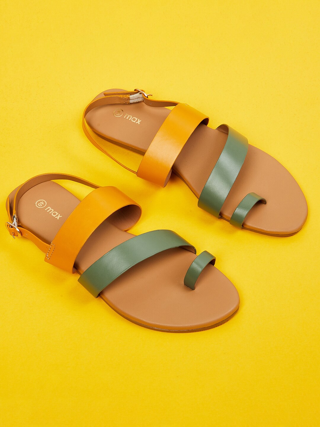 

max Women Colourblocked One Toe Flats, Yellow