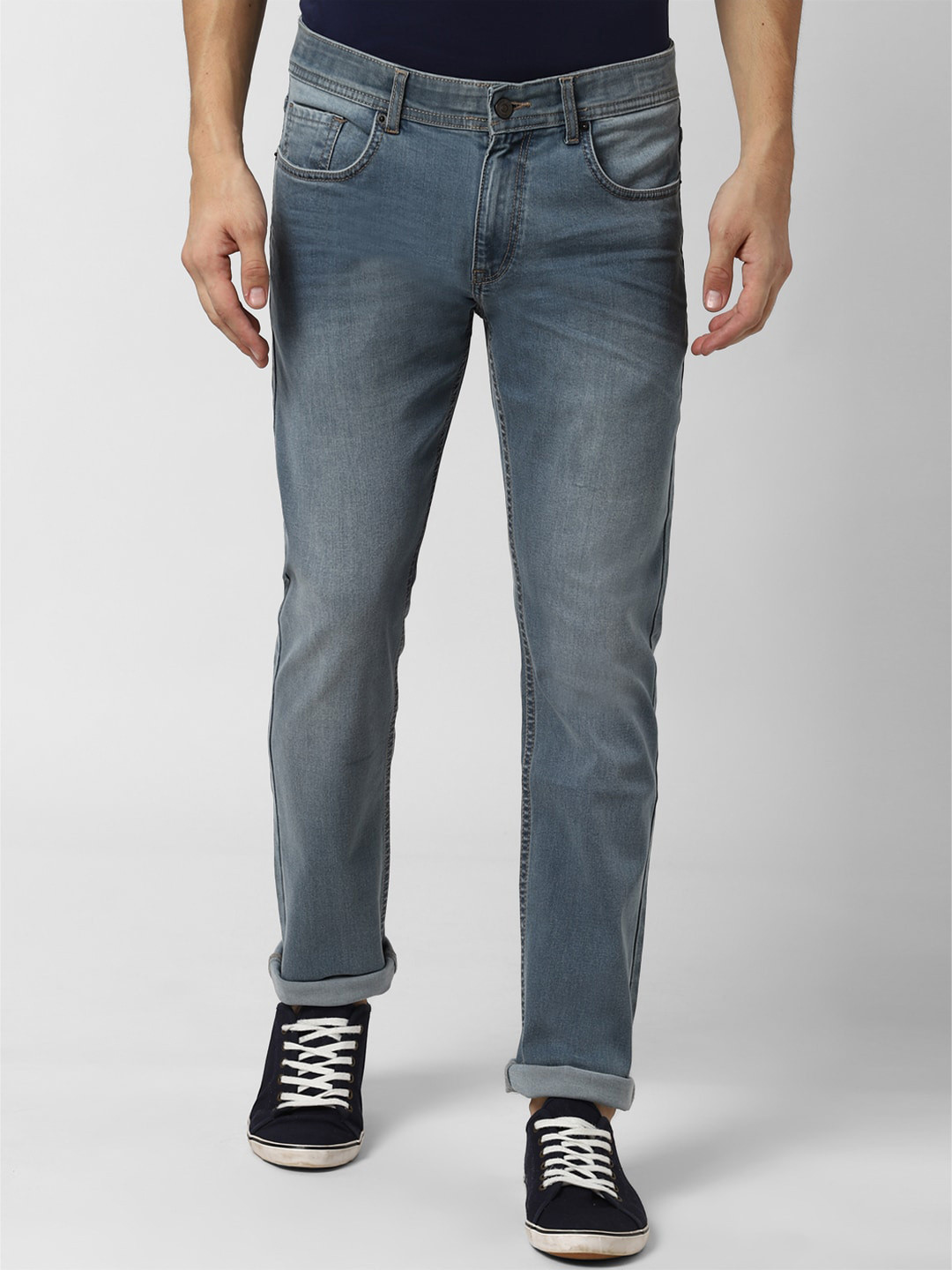 

Peter England Casuals Men Navy Blue Heavy Fade Jeans