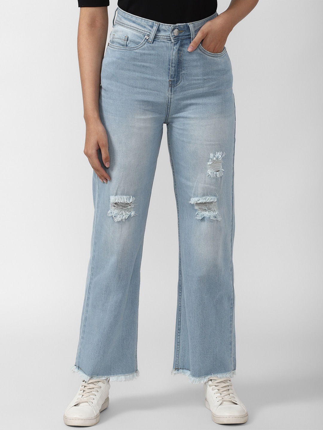 

Van Heusen Woman Women Bootcut Mildly Distressed Heavy Fade Jeans, Blue