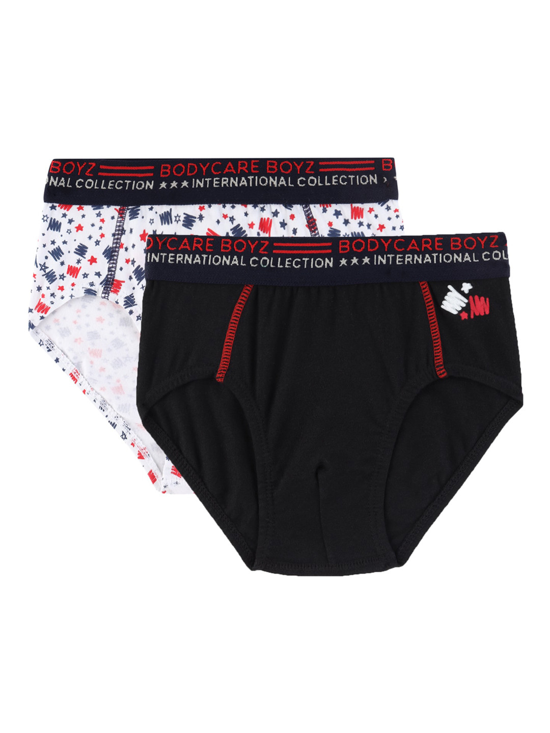 

Bodycare Kids Boys Pack Of 2 Printed Basic Cotton Briefs, Black