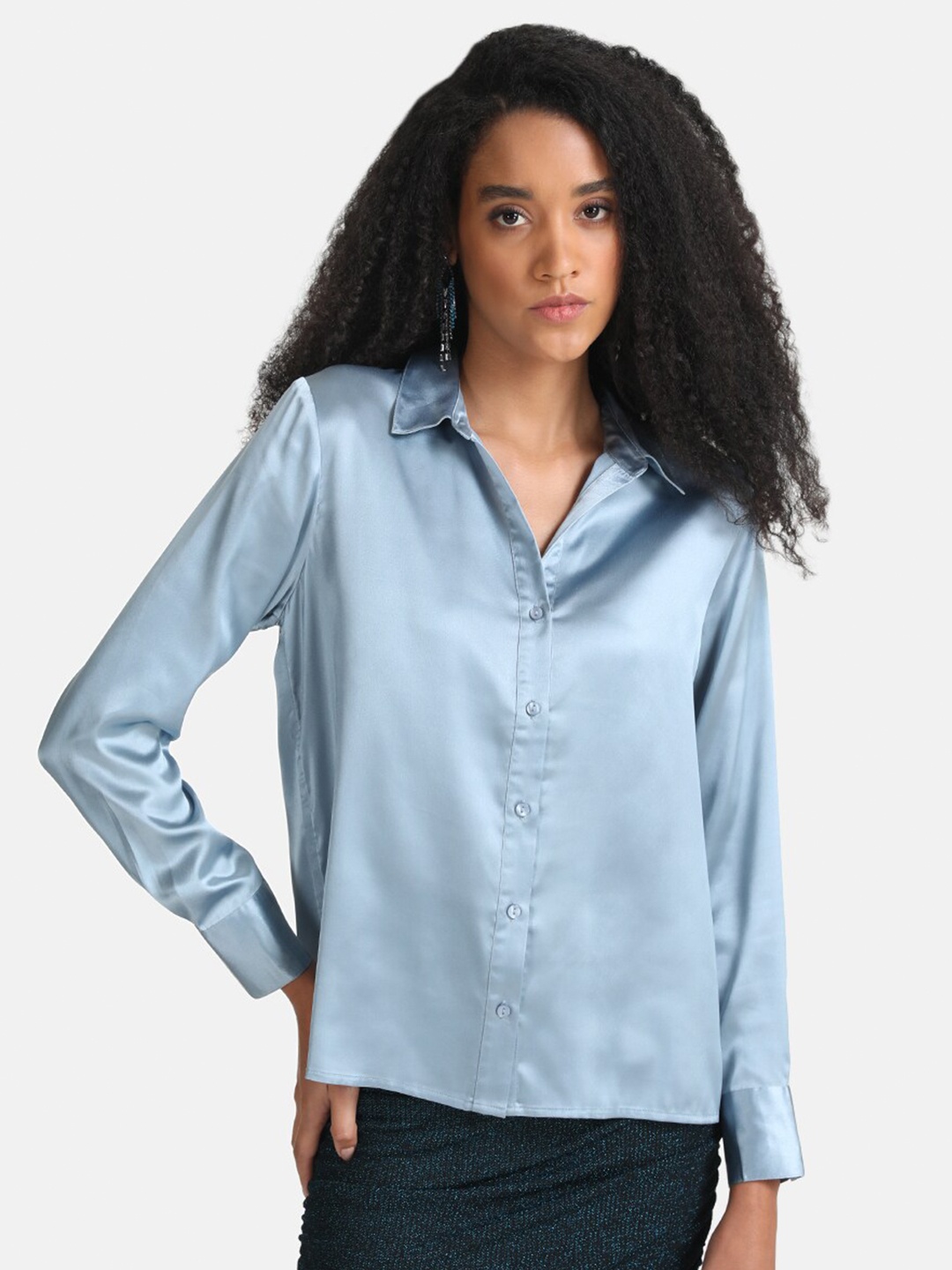 

Kazo Women Blue Classic Formal Satin Shirt