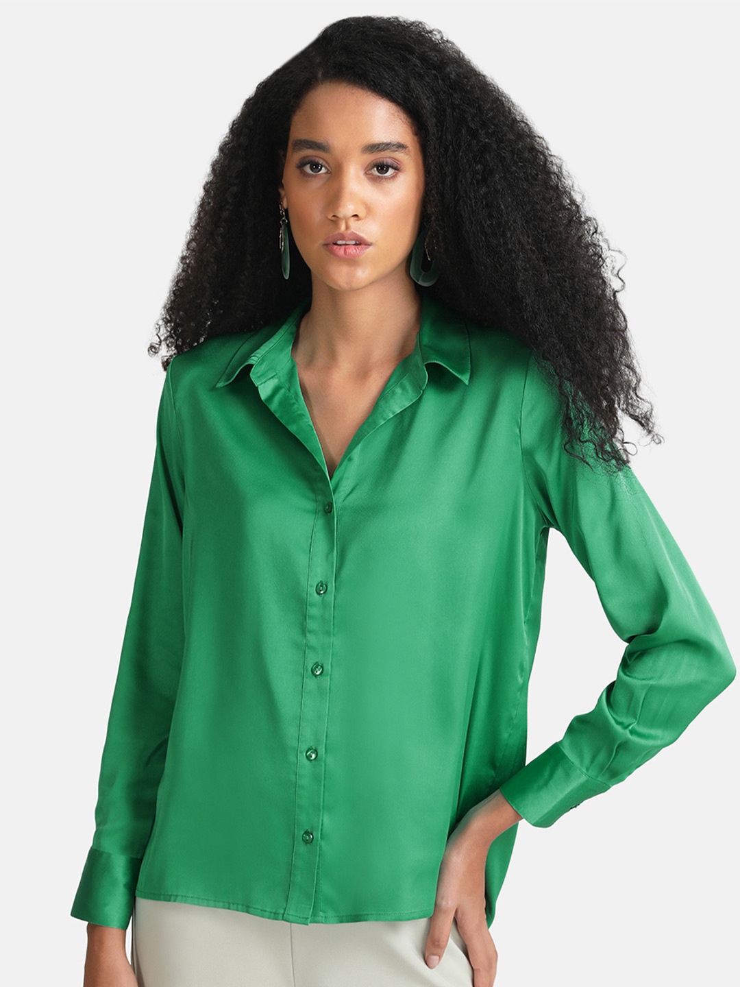 

Kazo Women Green Classic Formal Satin Shirt