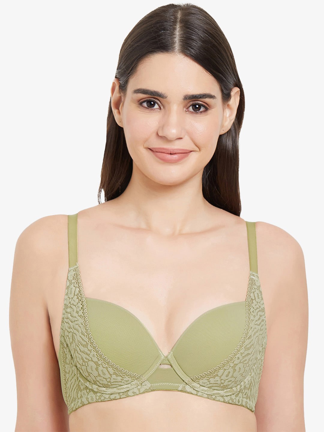 

Wacoal Underwired Lightly Padded Lace Bra, Olive
