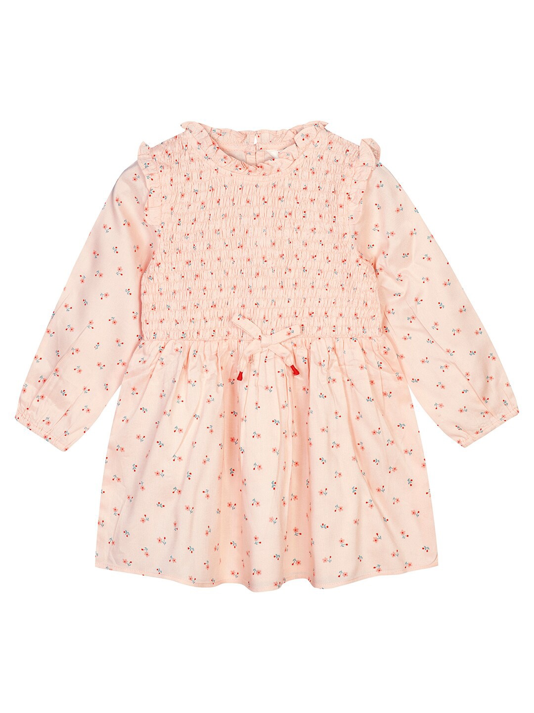 

Budding Bees Peach-Coloured Floral A-Line Dress