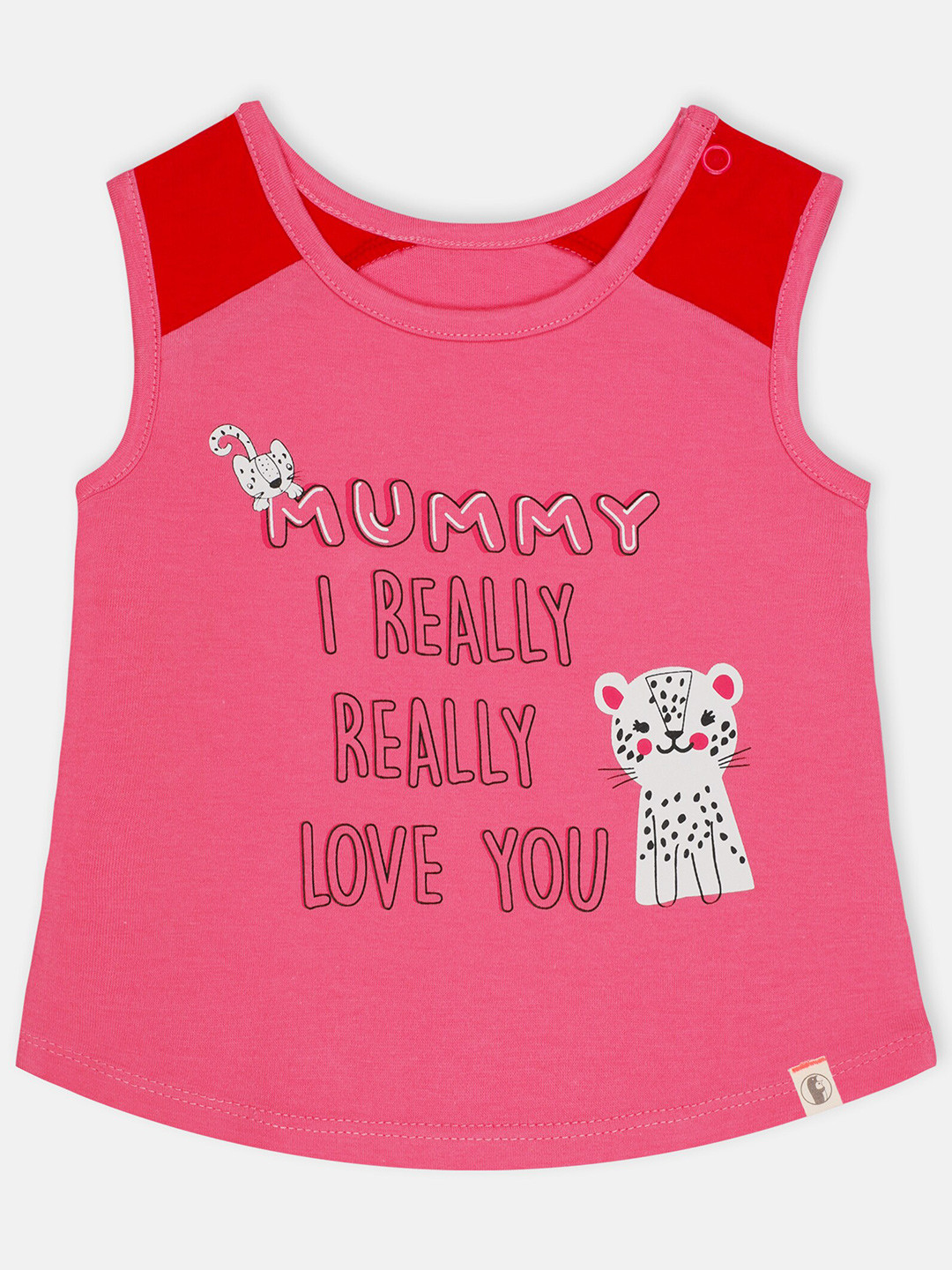 

Babysafe Girls Pink Typography Printed Pure Cotton T-shirt