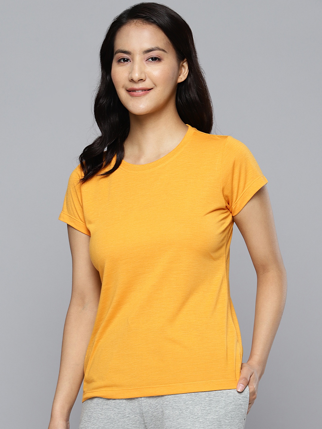 

HERE&NOW Round Neck Knitted T-shirt, Mustard