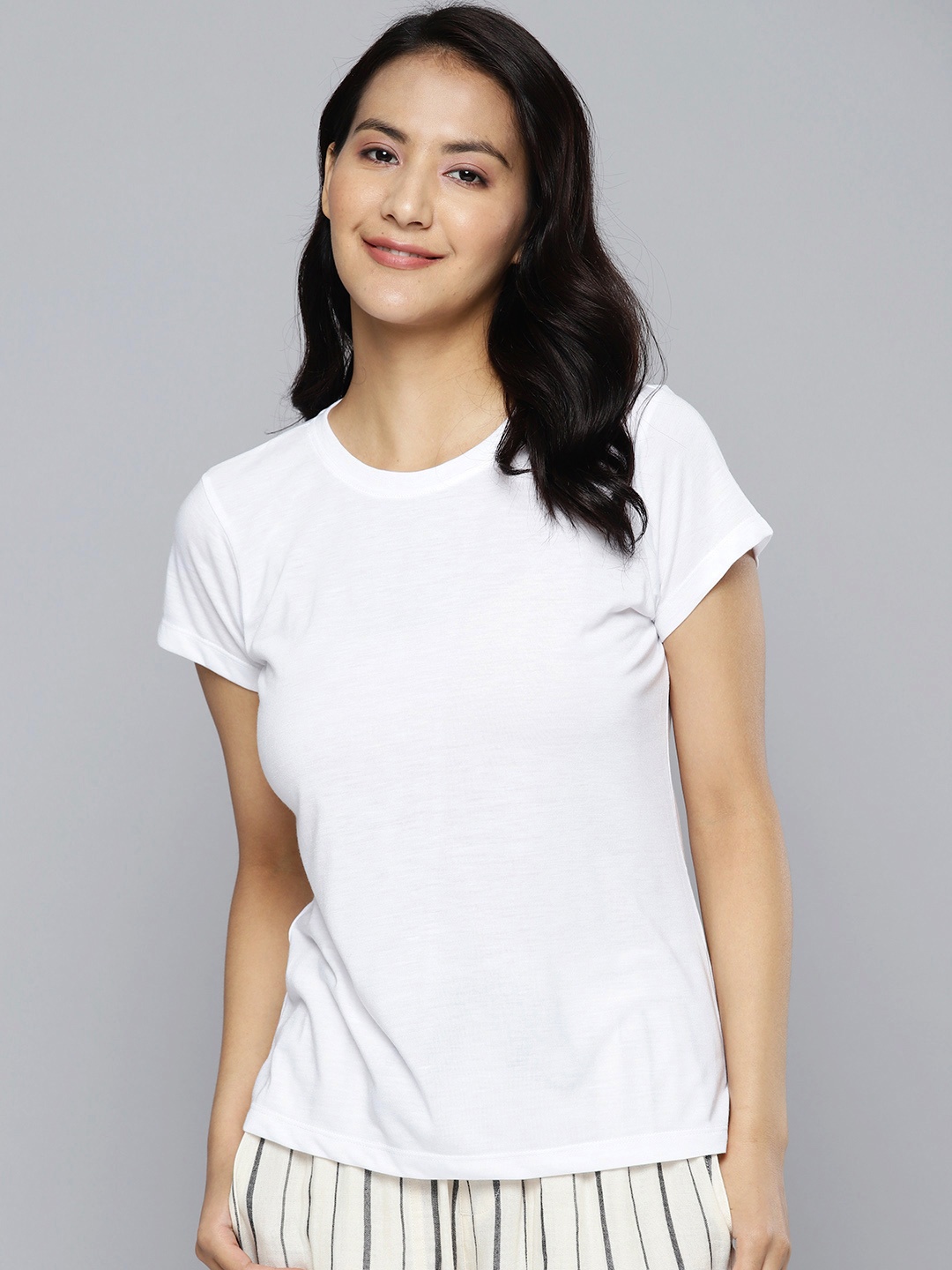 

HERE&NOW Round Neck Knitted Lounge T-shirt, White