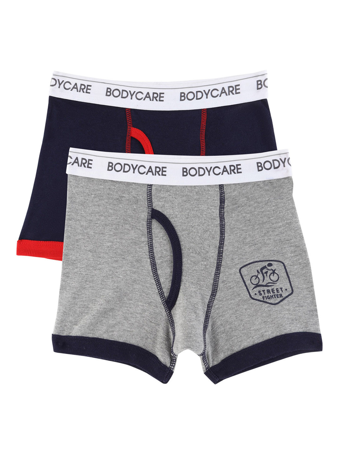 

Bodycare Kids Boys Pack Of 2 Grey & Navy Blue Solid Cotton Trunks KGA2066GNV-PK001