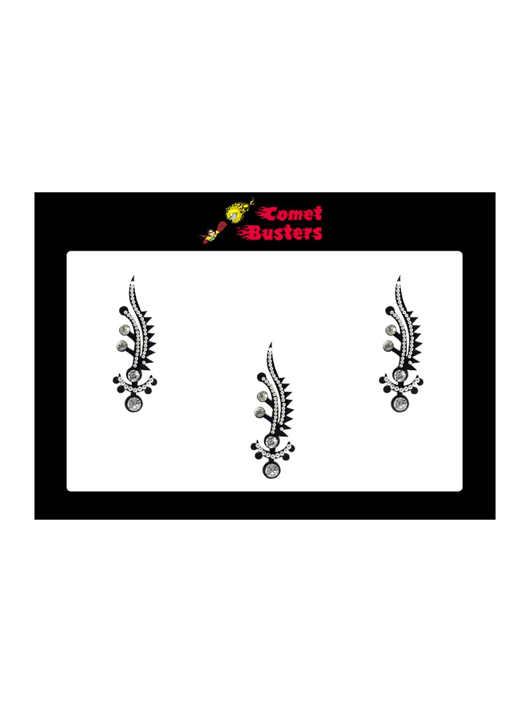

Comet Busters Black & Silver-Toned Stone Studded Bindis - 3 Pcs