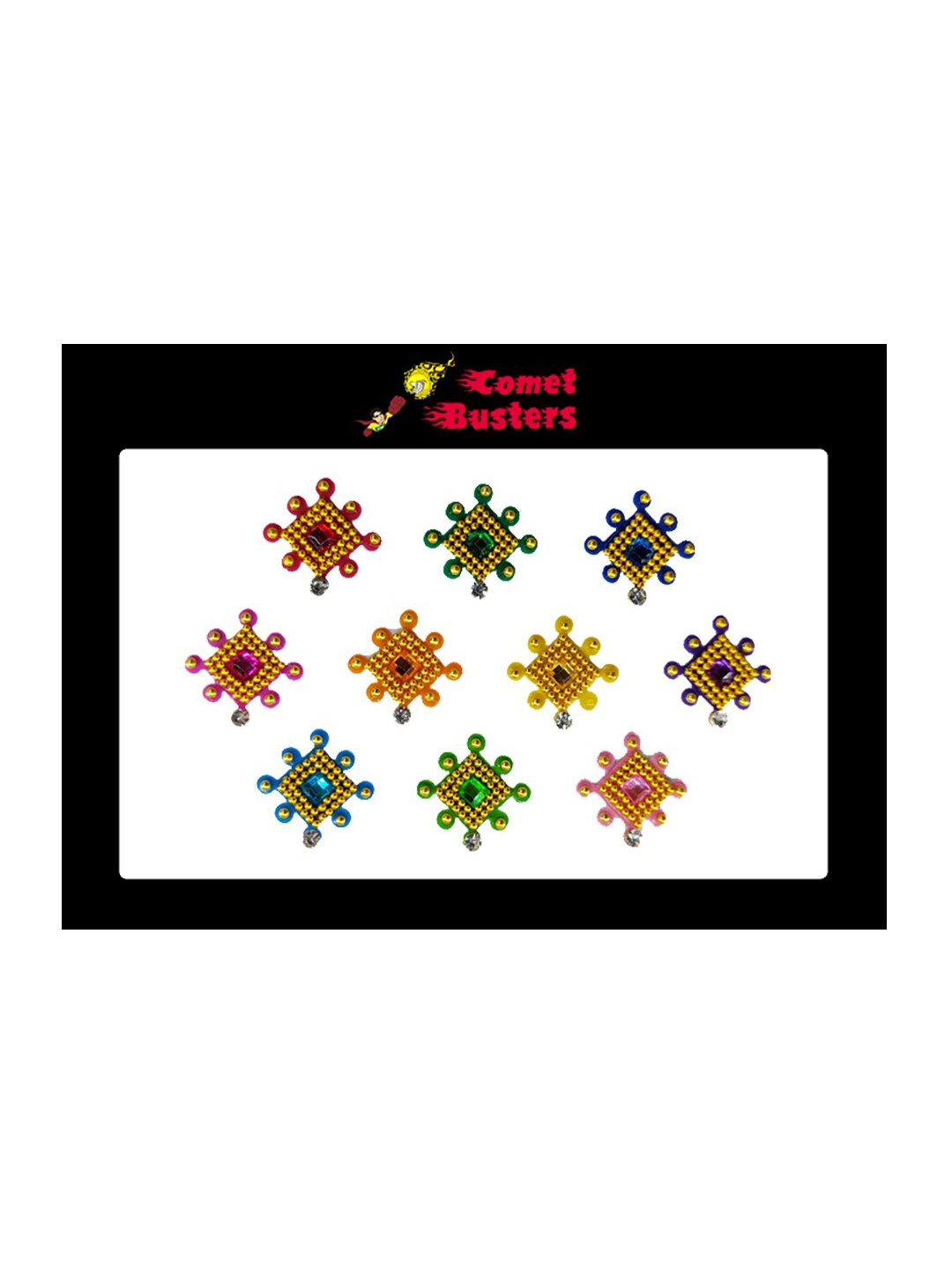 

Comet Busters Set of 10 Multicolor Bindi, Multi