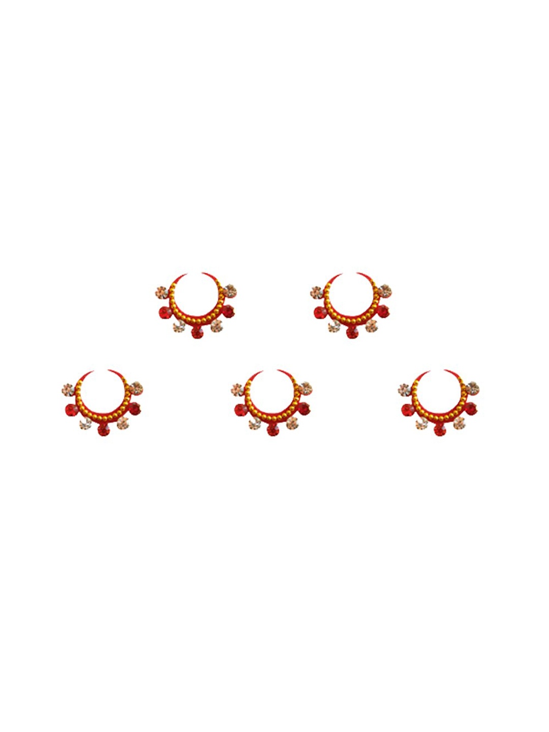 

Comet Busters Red Stone Studded Crescent Shaped Bindis - 5 Pcs