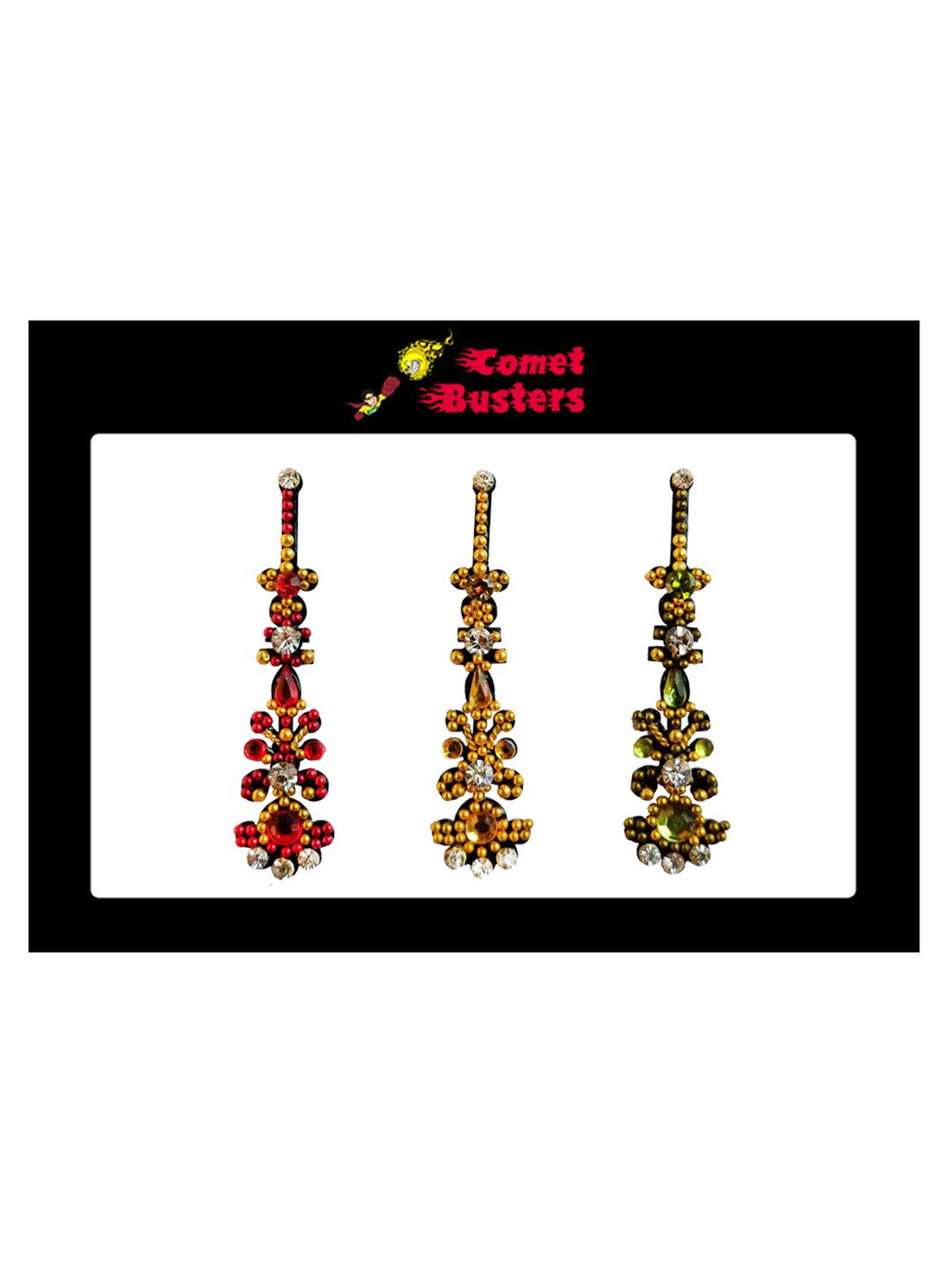 

Comet Busters Embellished Bindis - 3 Pcs, Red