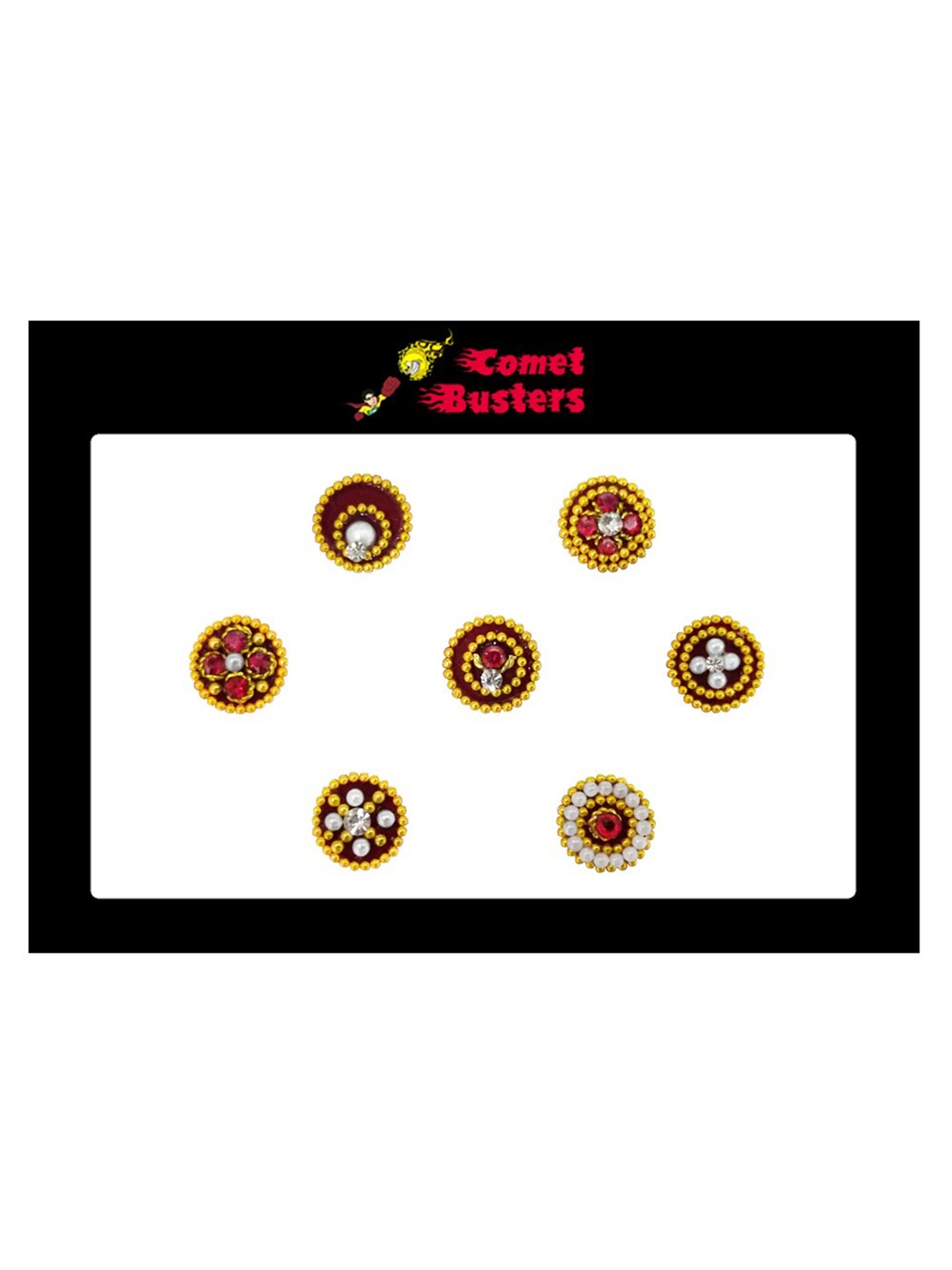 

Comet Busters Set Of 7 Embellished Bindis, Multi