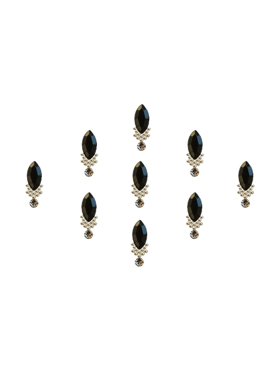 

Comet Busters Set of 9 Embellished Designer Bindis - Black & Gold-Toned