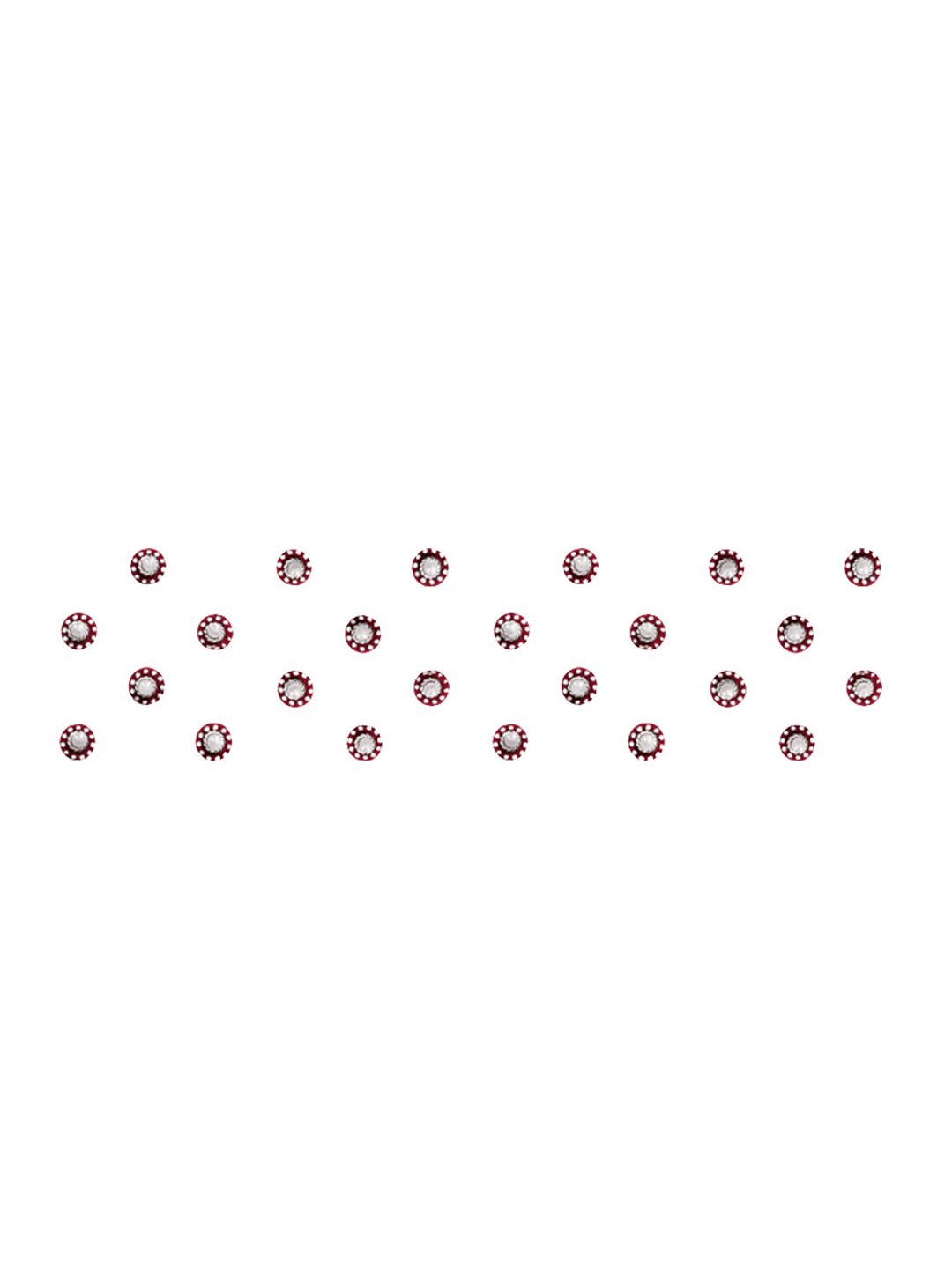 

Comet Busters Red & Silver Toned Round Shaped Embellished Bindis - 24 Pcs, Maroon