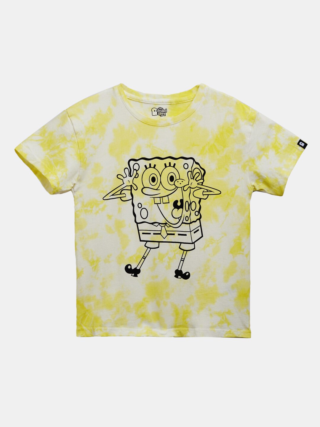 

The Souled Store Girls Tie & Dye SpongeBob Print Oversized T-shirt, Yellow