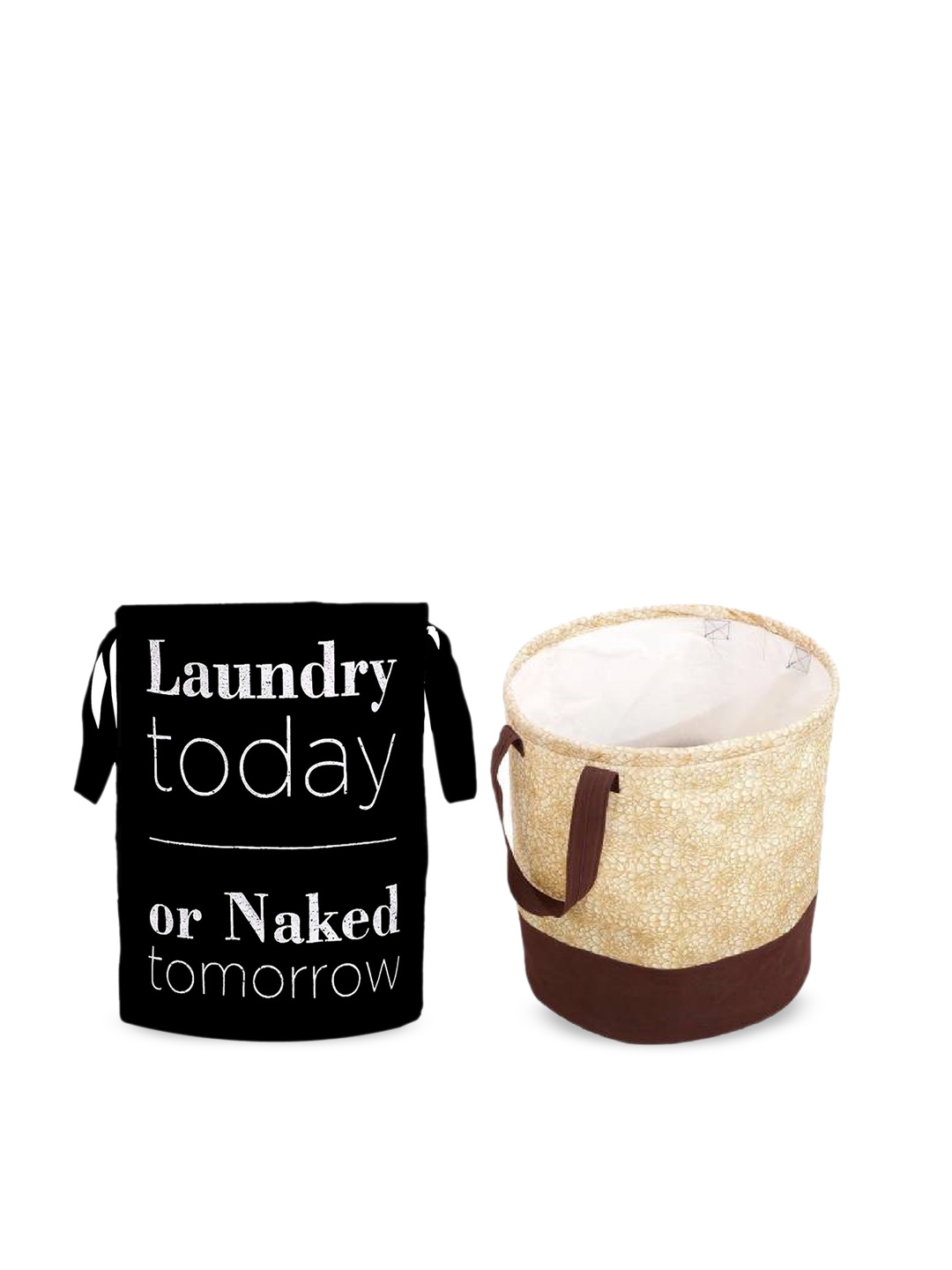 

Home Fresh Set Of 2 Black & Beige Printed Laundry Bag