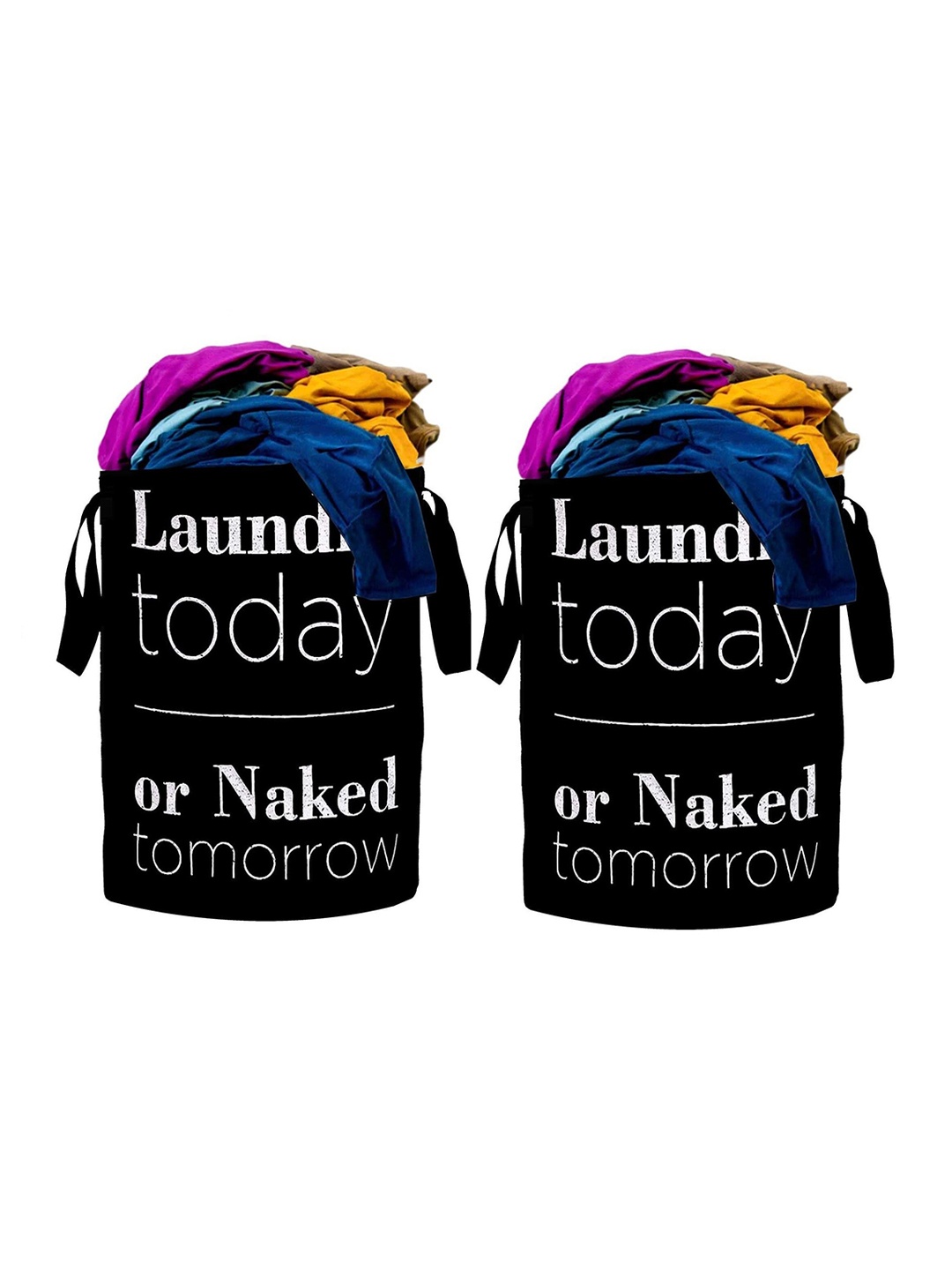 

Home Fresh Set Of 2 Black Printed Waterproof Laundry Bag