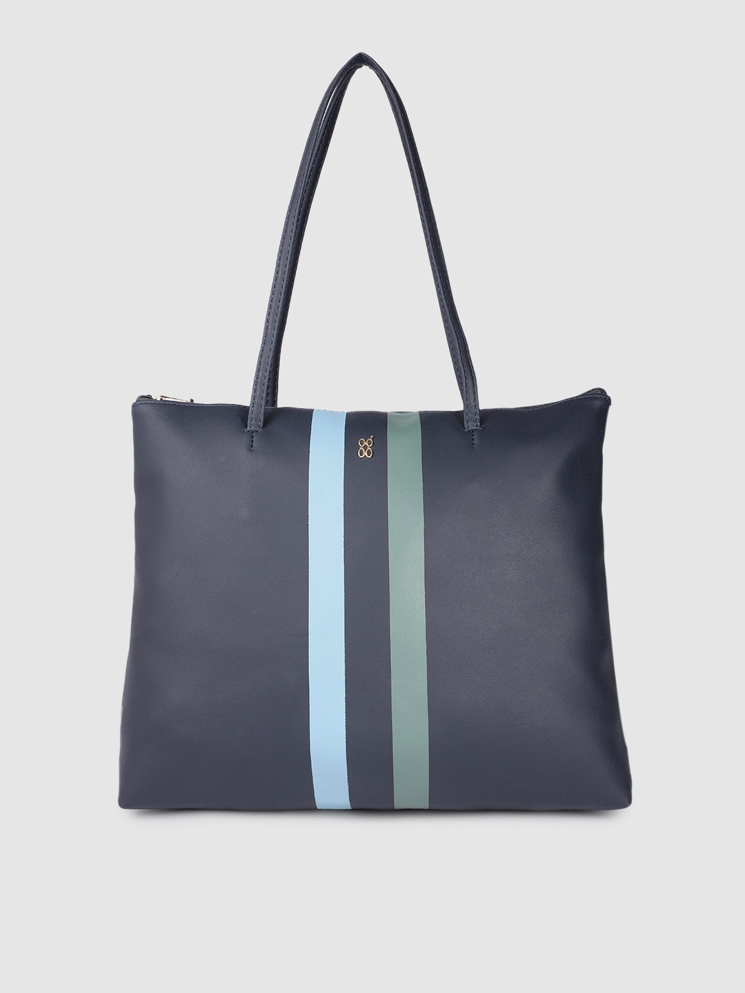 

Baggit Navy Blue Striped Structured Shoulder Bag