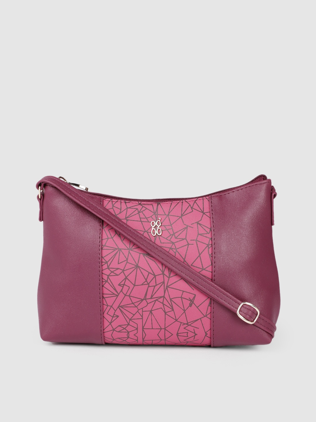 

Baggit Burgundy Geometric Printed Structured Sling Bag
