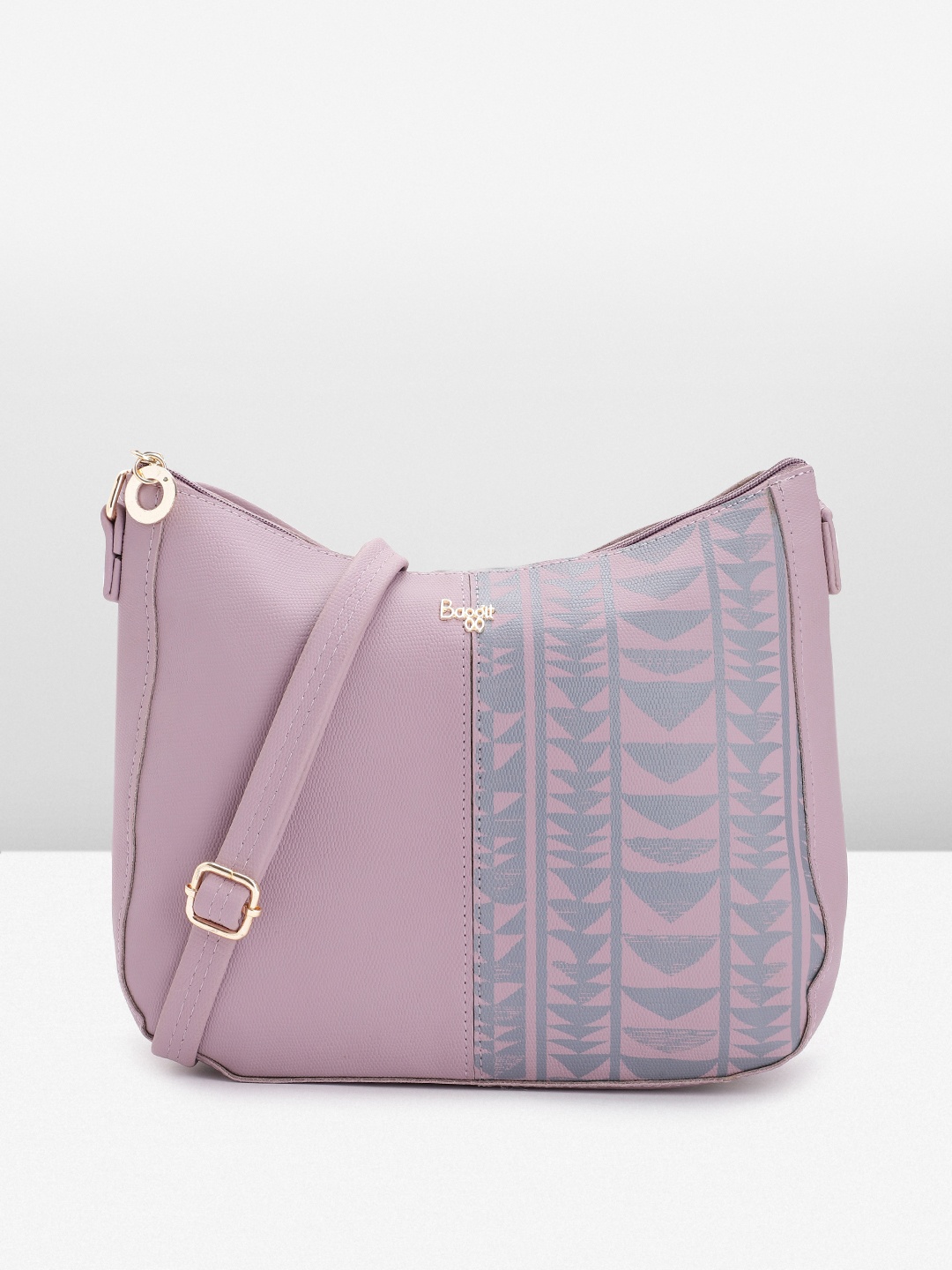 

Baggit Structured Sling Bag with Printed Detail, Lavender