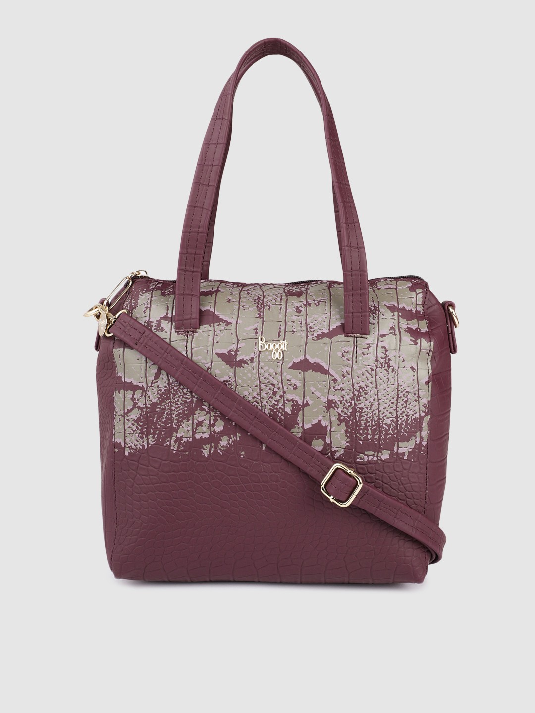 

Baggit Women Purple Textured Structured Handheld Bag