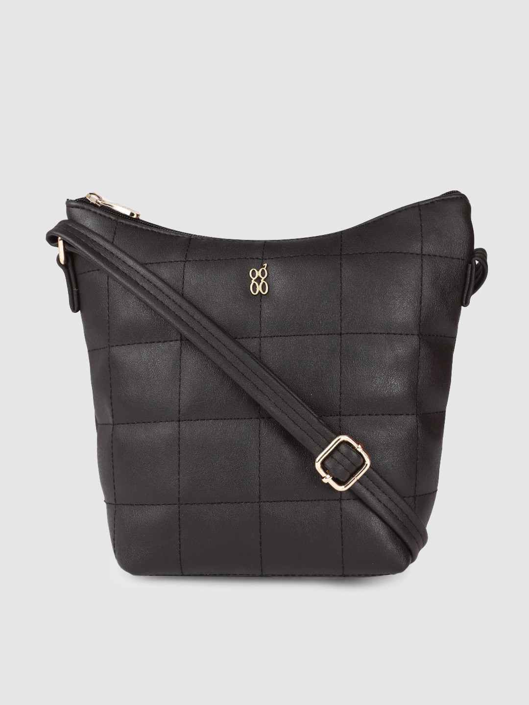 

Baggit Black Structured Sling Bag with Quilted Detail