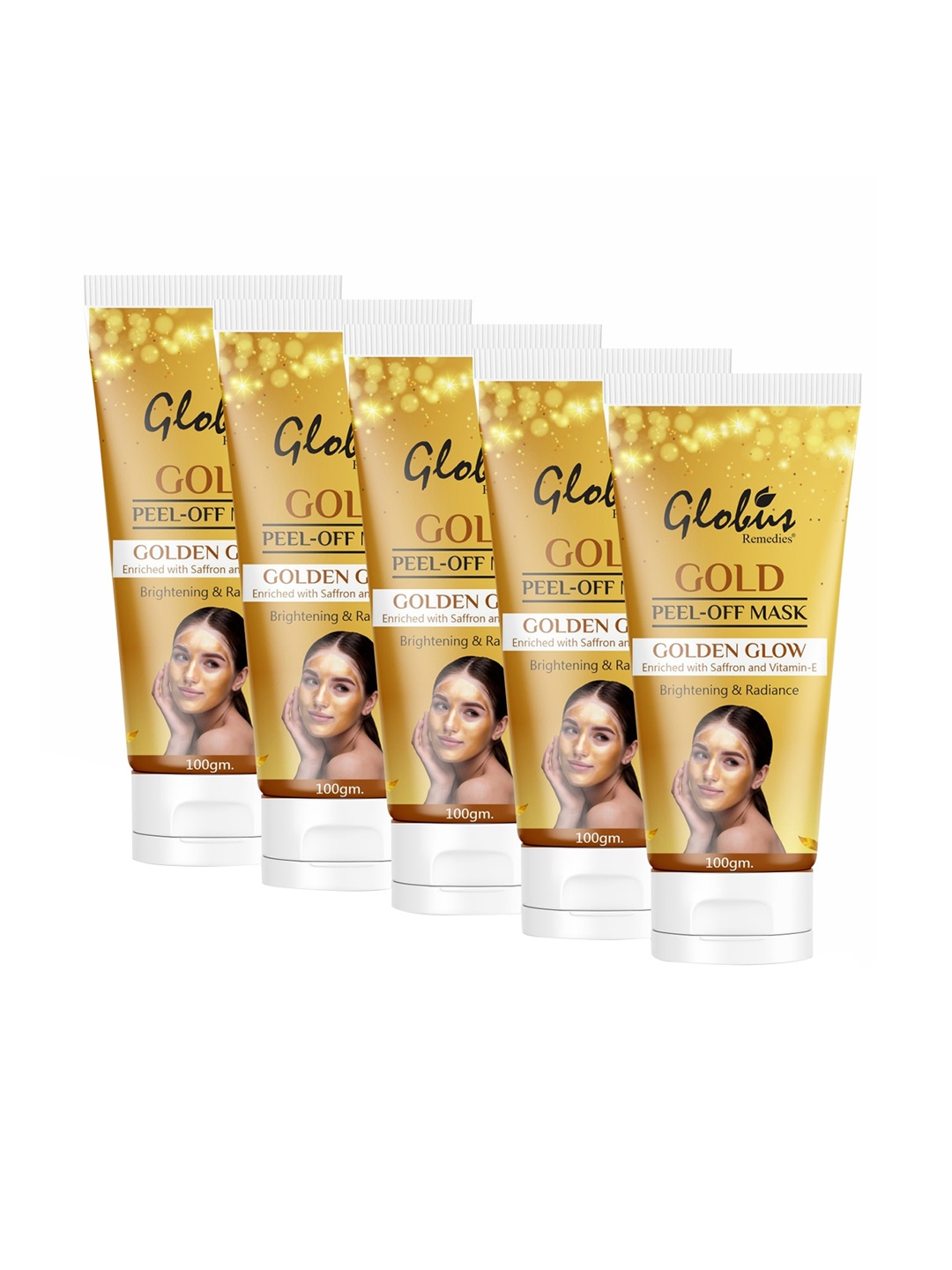 

Globus Remedies Set Of 5 Yellow Golden Glow Peel Off Mask
