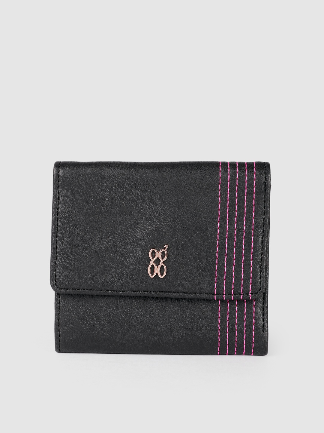 

Baggit Women Black Solid Three Fold Wallet