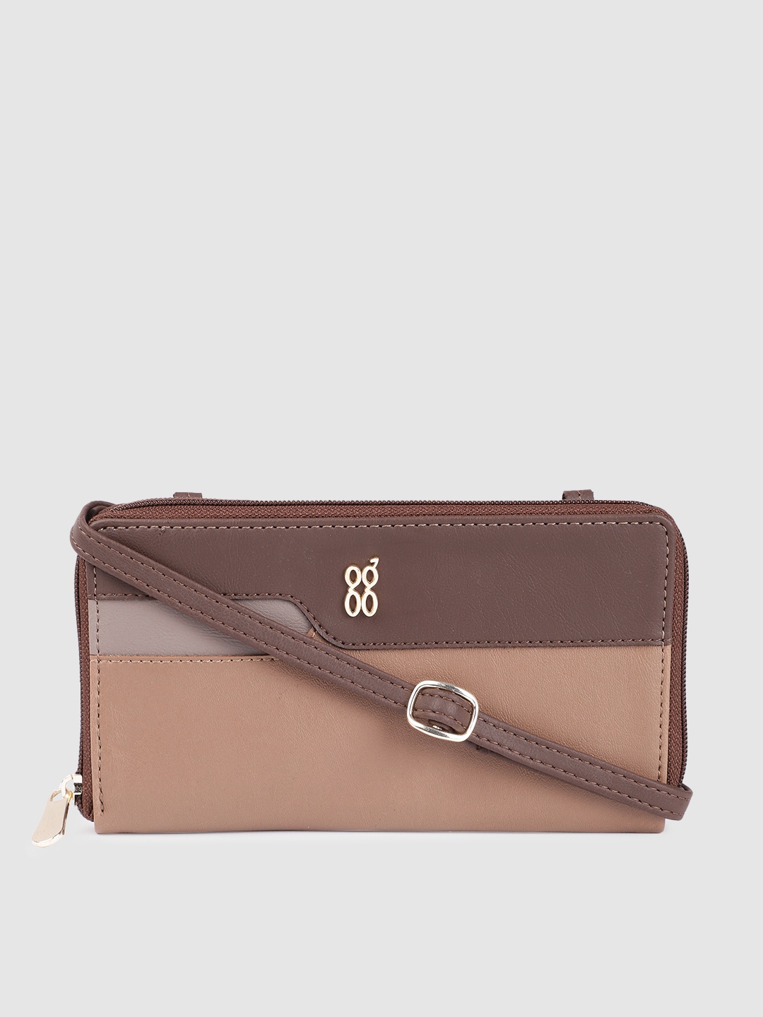 

Baggit Women Brown & Beige Colourblocked Zip Around Wallet