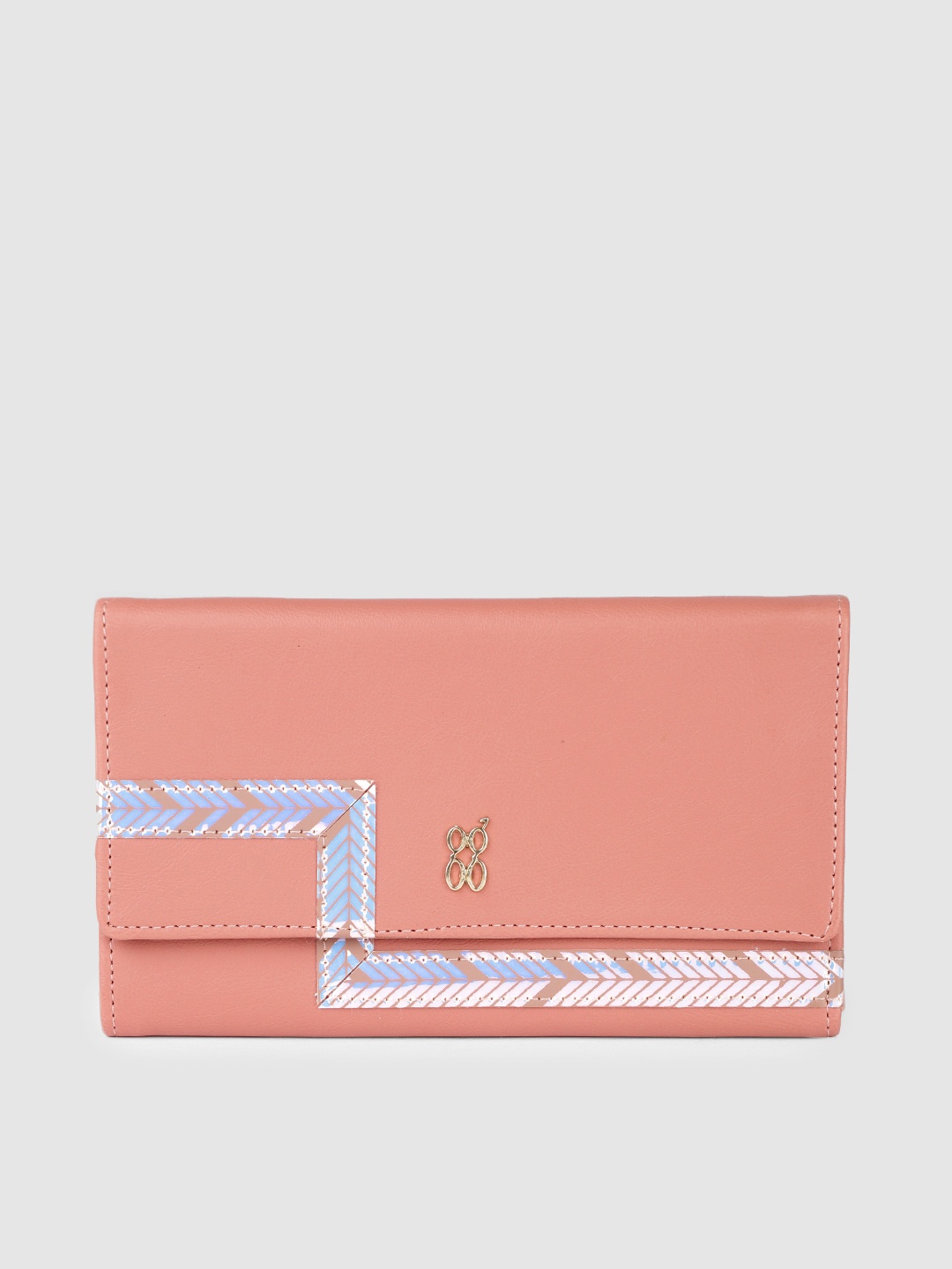 

Baggit Women Nude Pink Iridescent Stripes Three Fold Wallet