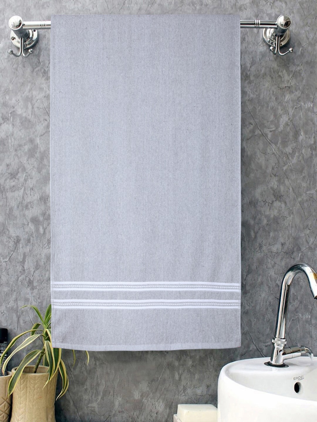 

ROMEE Set Of 2 Solid Cotton 500 GSM Bath Towels, Silver