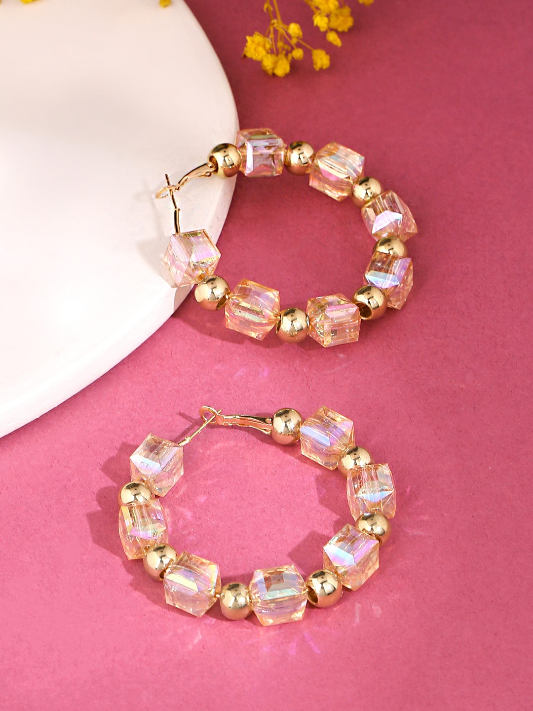 

Yellow Chimes Gold-Plated Contemporary Hoop Earrings
