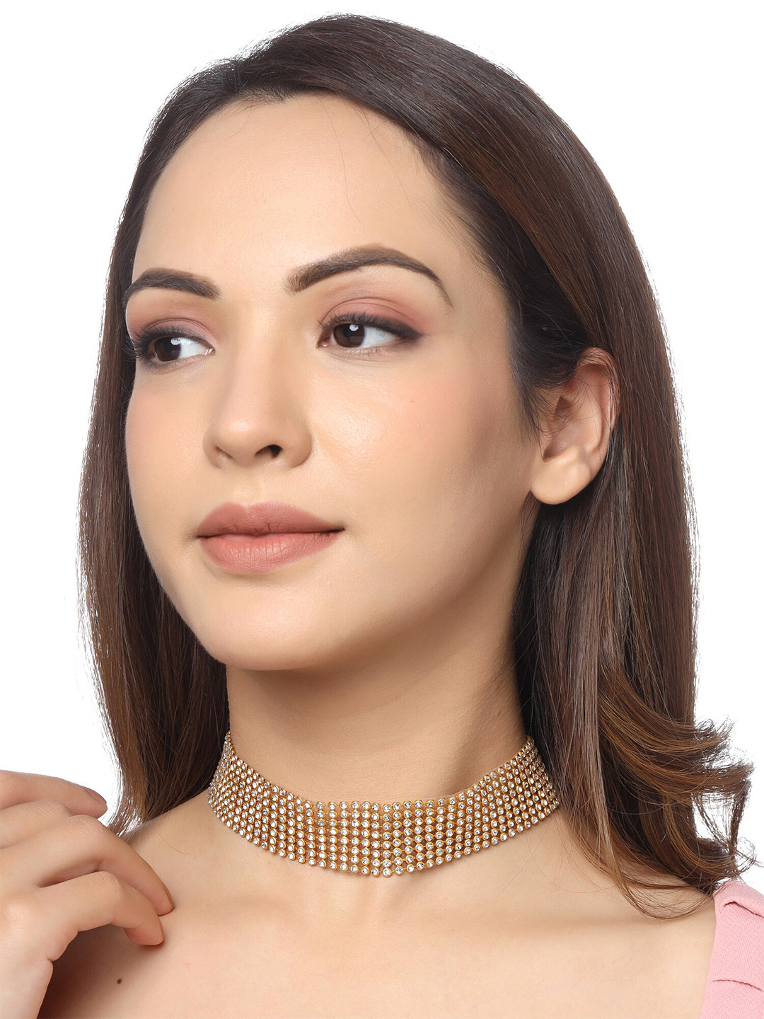 

Yellow Chimes Gold-Plated Crystals Choker Necklace