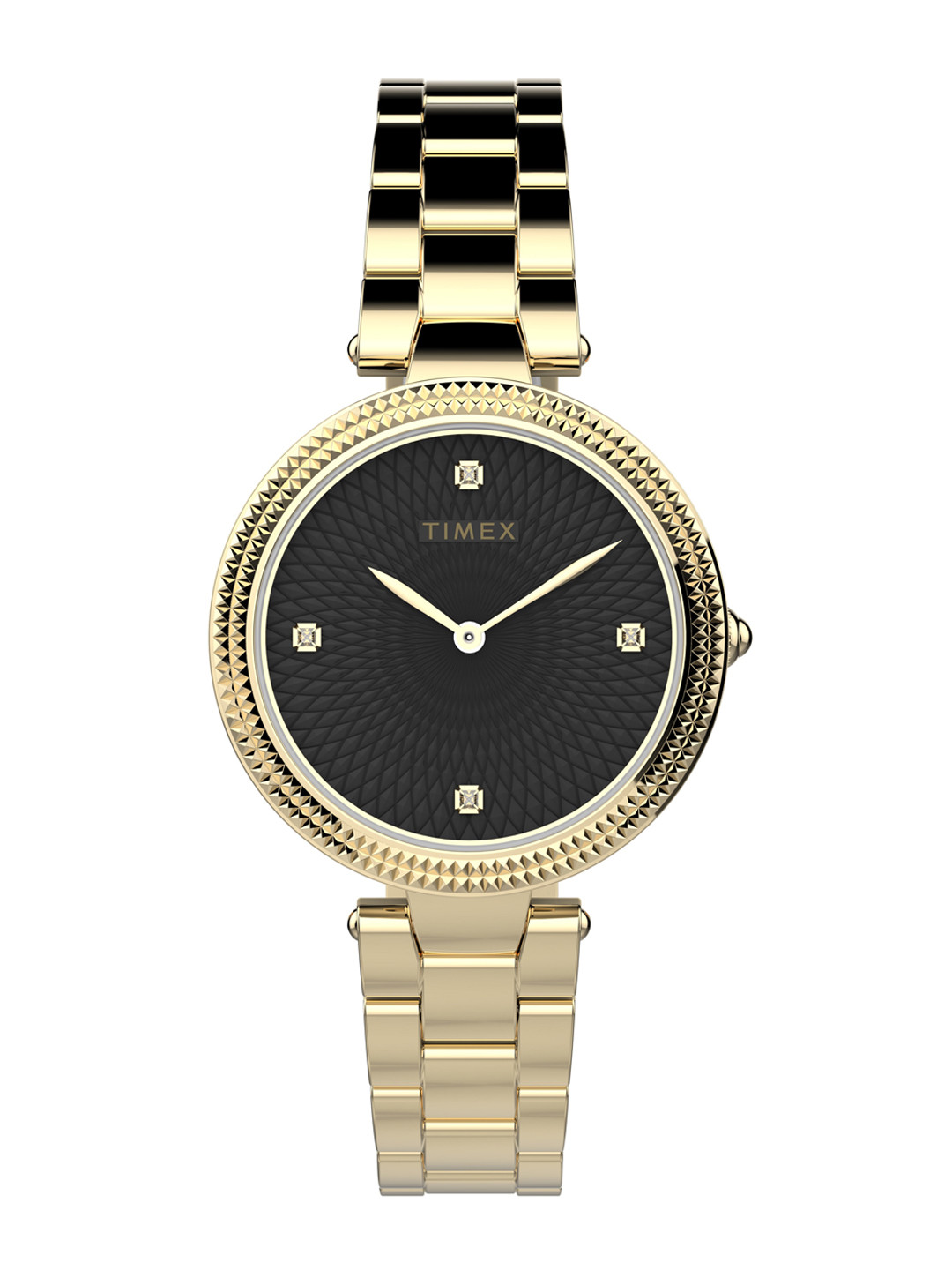 

Timex Women Brass Embellished Dial & Stainless Steel Straps Analogue Watch TW2V24100, Black