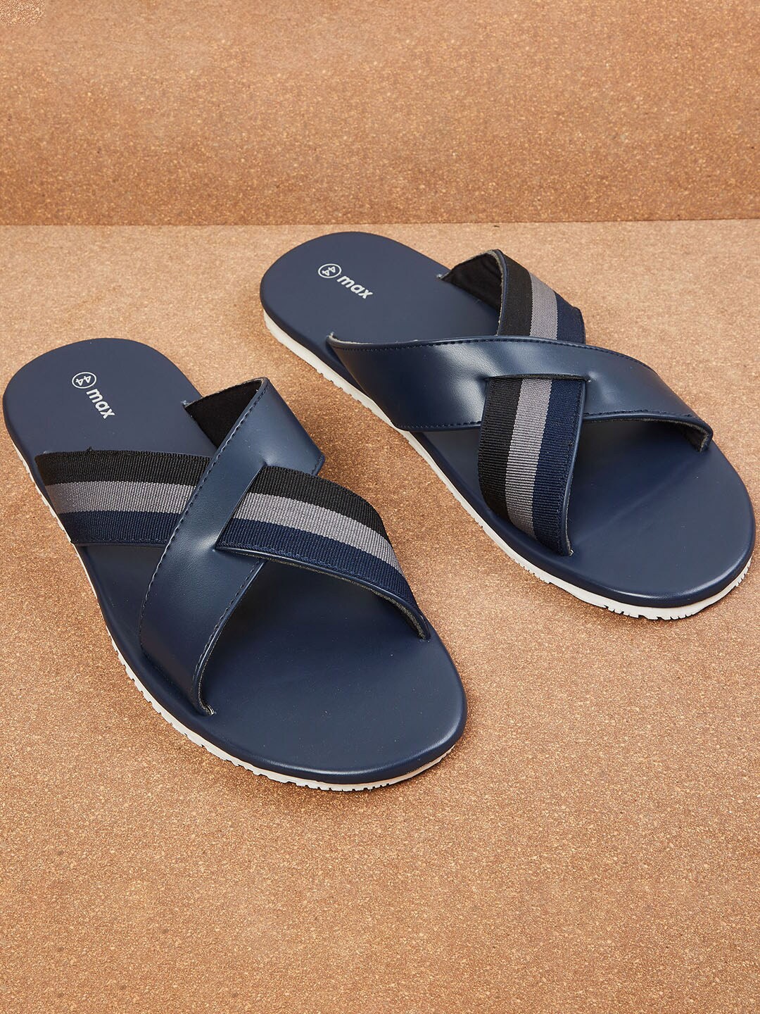 

max Men Blue & Grey PU Comfort Sandals