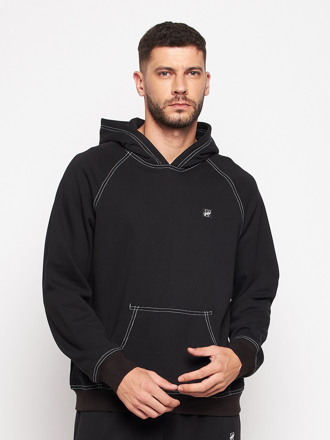 

FUGAZEE Men Black Cotton Hooded Sweatshirt