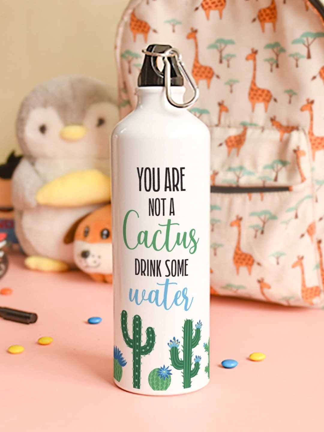 

Indigifts You're Not A Cactus Printed Aluminum Water Bottle 750ml, White