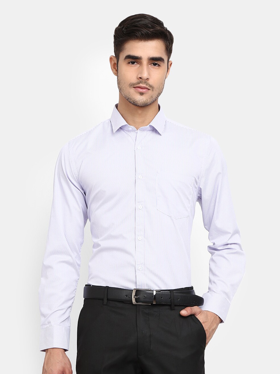 

V-Mart Men Cotton Brown Micro Checks Checked Formal Shirt