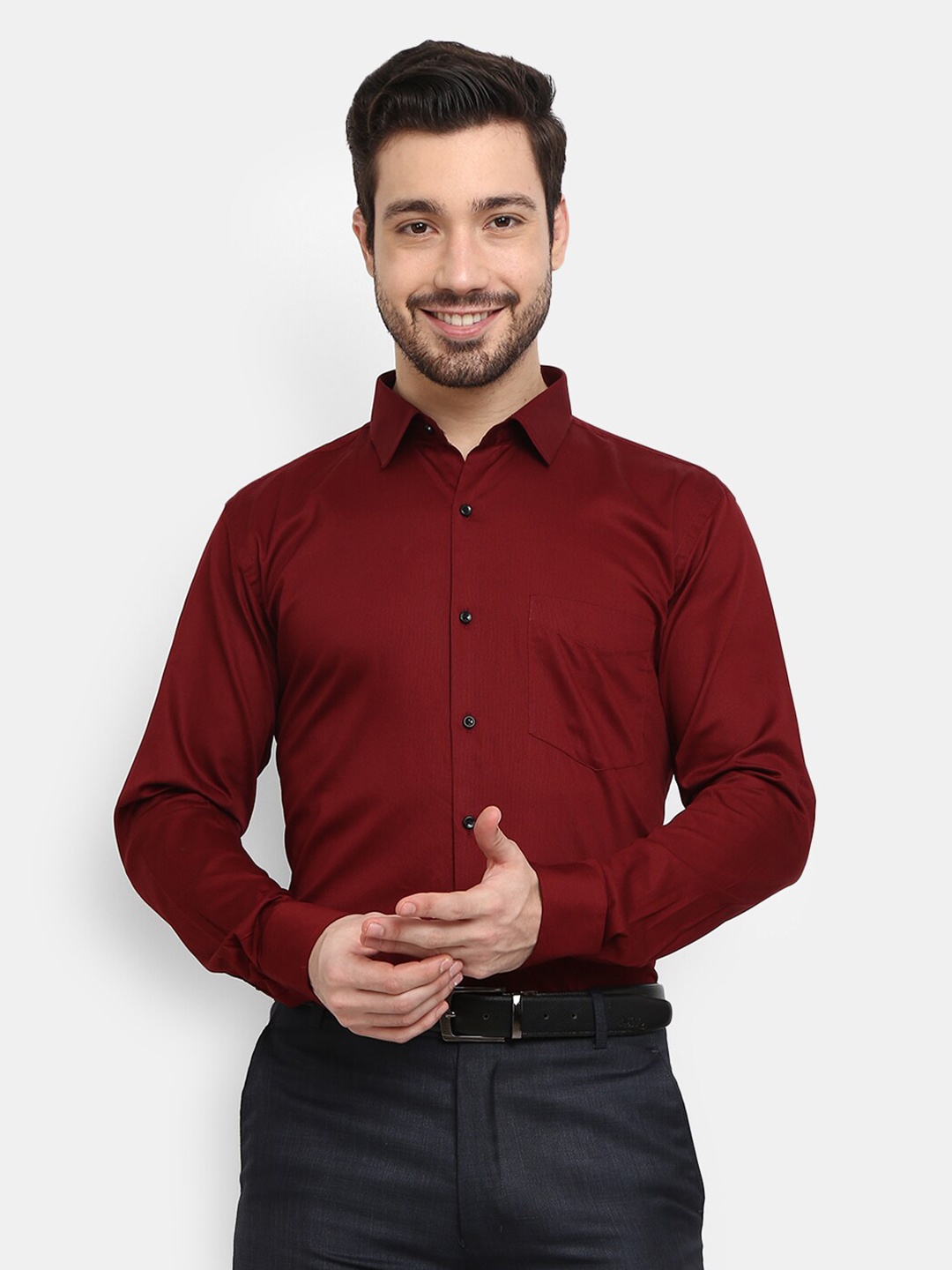 

J White by Vmart Men cotton Maroon Formal Shirt