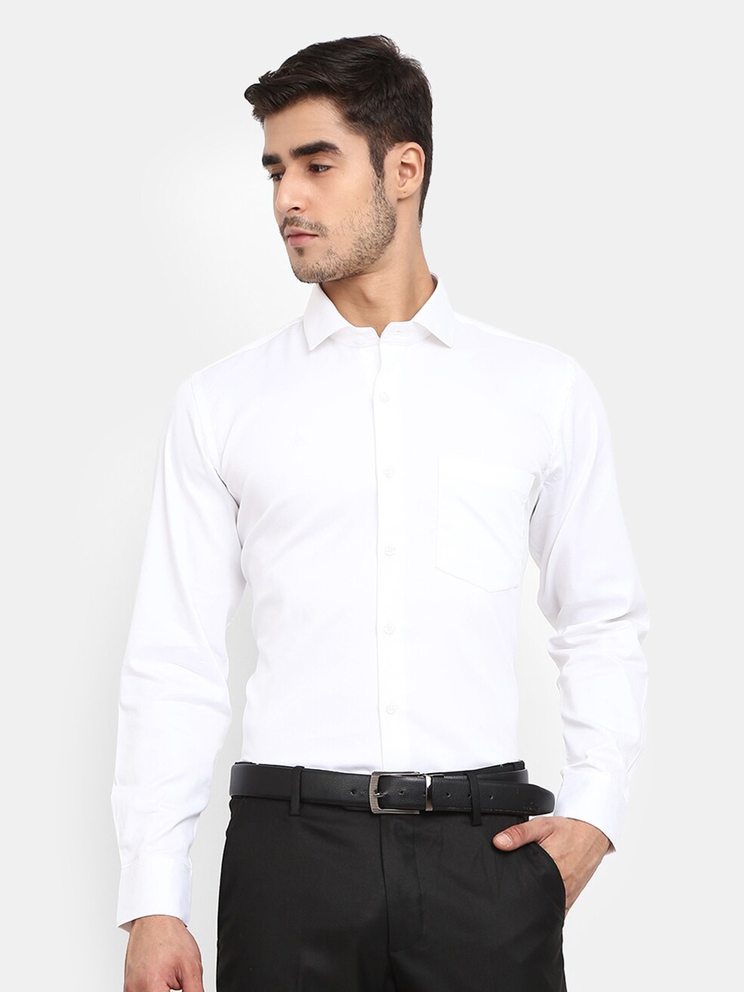 

J White by Vmart Men White Solid Regular Fit Cotton Formal Shirt