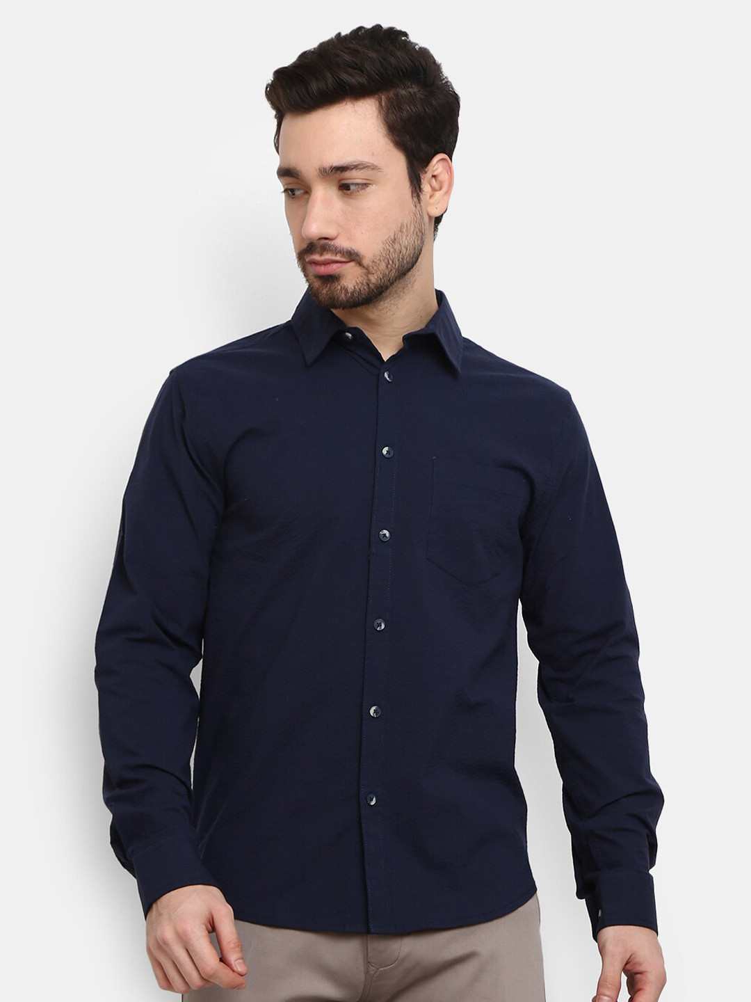 

V-Mart Men Navy Blue Casual Shirt