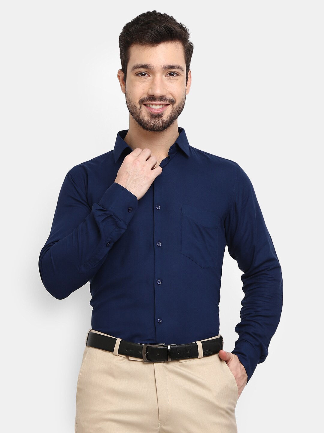 

J White by Vmart Men Navy Blue Formal Shirt